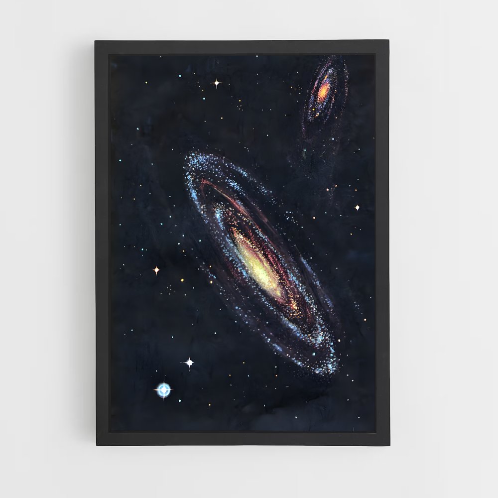 Poster Galaxies Enlacées – affiche Art spatial (vue 2)